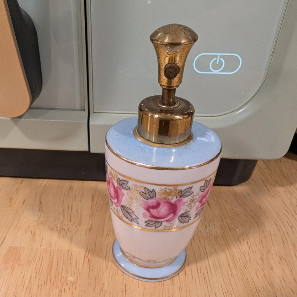 VINTAGE I.W. RICE & CO FLORAL Bottle PINK FLORAL